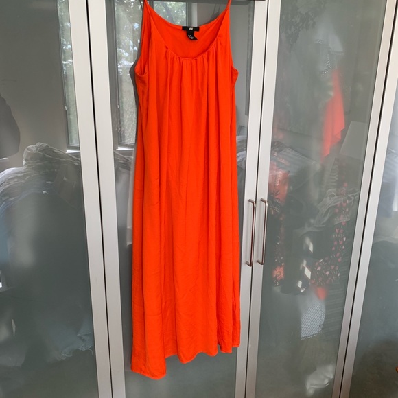 orange spaghetti strap dress